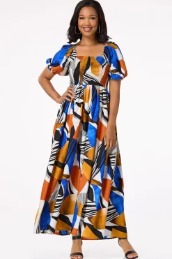 Abstract Smocked Dress