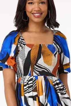 Abstract Smocked Dress