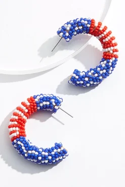 Americana Seed Bead Hoop Earrings