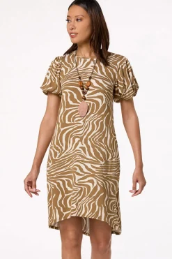 Animal Bubble Sleeve T- Shirt Dress