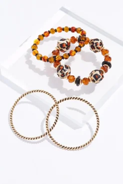 Animal Fabric Bead Multi Bracelet Set