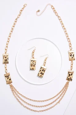 Animal Faux Fur Chain Necklace Set