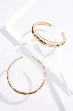 Animal Fur Gold Row Hoop Earrings