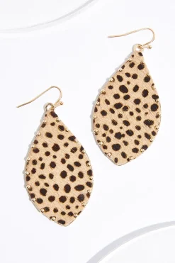 Animal Fur Stud Leaf Earrings
