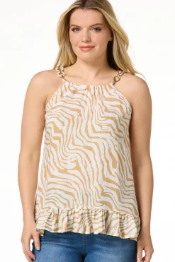 Animal High- Low Ruffled Tank
