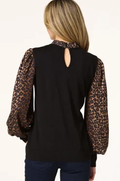 Animal Tie Neck Sweater