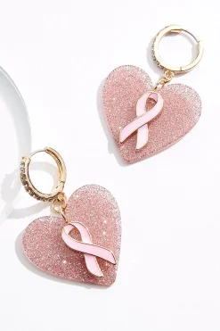 Awareness Heart Hoop Dangle Earrings