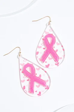 Awareness Ribbon Lucite Tear Earrings