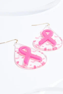 Awareness Ribbon Lucite Tear Earrings