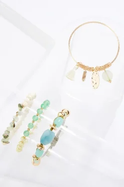 Bangle And Bead Stretch Bracelet Set