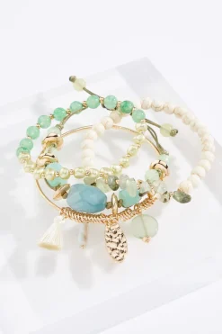 Bangle And Bead Stretch Bracelet Set