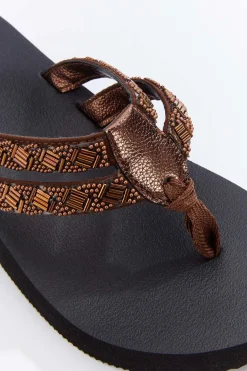 Beaded Double Strap Flip Flops