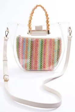 Beaded Handle Lucite Satchel Set