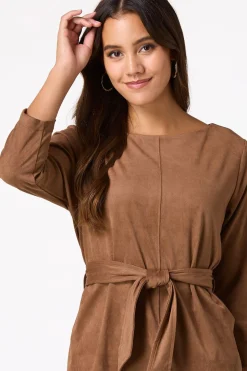 Belted Faux Suede Top
