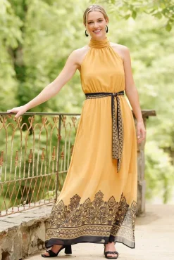 Belted Mock Neck Dress