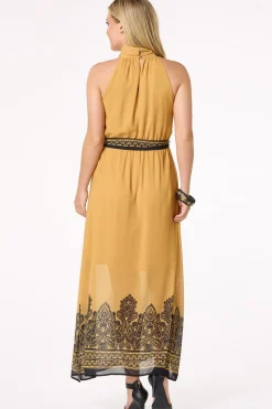 Belted Mock Neck Dress