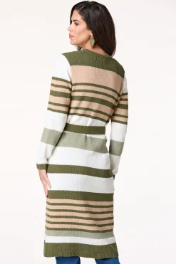 Belted Stripe Chenille Cardigan
