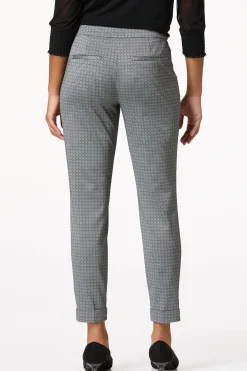 Belted Textured Print Slim Pants