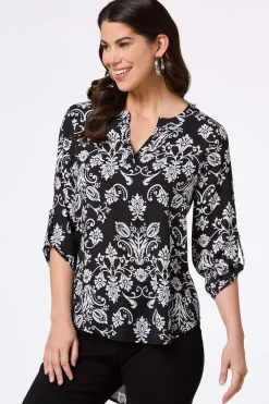 Black And White Floral Tunic