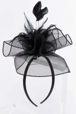 Black Feather Mesh Fascinator