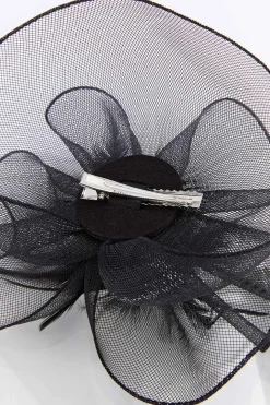 Black Feather Mesh Fascinator
