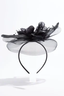 Black Flower Bead Fascinator