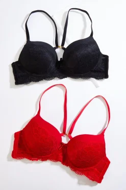 Black Red Lacy Bra Set
