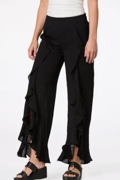 Black Ruffled Front Pants