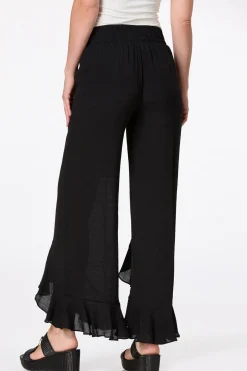 Black Ruffled Front Pants