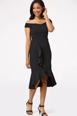 Black Ruffled Midi Dress
