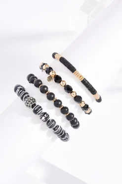Black White Stretch Bracelet Set