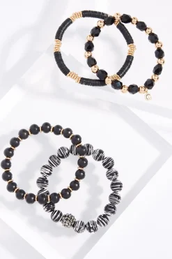 Black White Stretch Bracelet Set