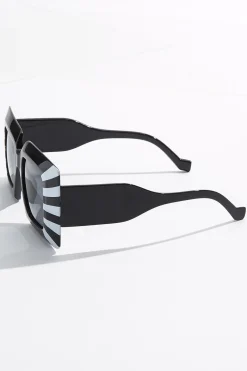 Black White Stripe Sunglasses