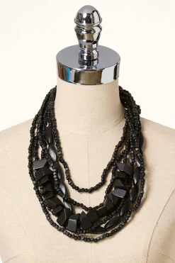 Black Wood Layered Necklace