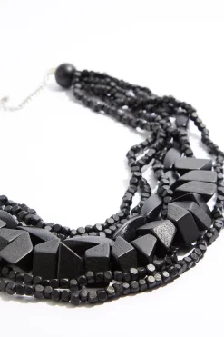 Black Wood Layered Necklace