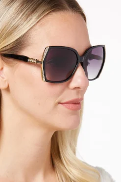 Bling Trim Black Sunglasses