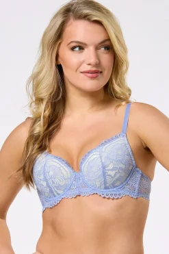 Blue Ivory Lace Bra Set