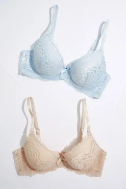 Blue Natural Lace Bra Set