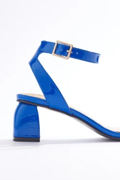 Blue Patent Heeled Sandals
