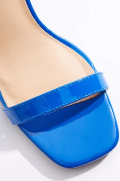Blue Patent Heeled Sandals