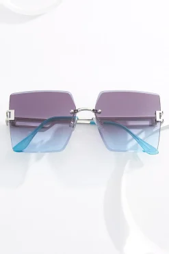 Blue Square Lens Sunglasses
