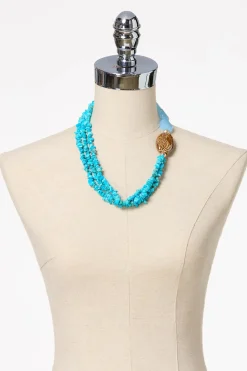 Blue Stone Western Short Necklace