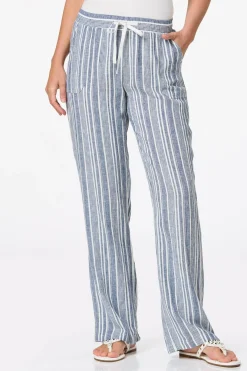 Blue Stripe Linen Beach Pants
