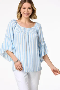 Blue Stripe Poet Top