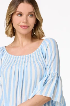 Blue Stripe Poet Top