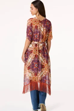 Boho Medallion Tie Waist Kimono