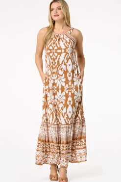 Border Print Maxi Dress