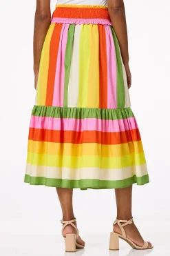 Bright Stripe Midi Skirt