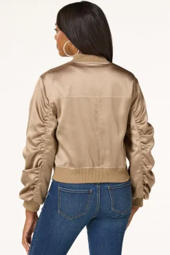 Bronze Satin Bomber Jacket