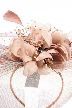 Brown Mesh Feather Fascinator